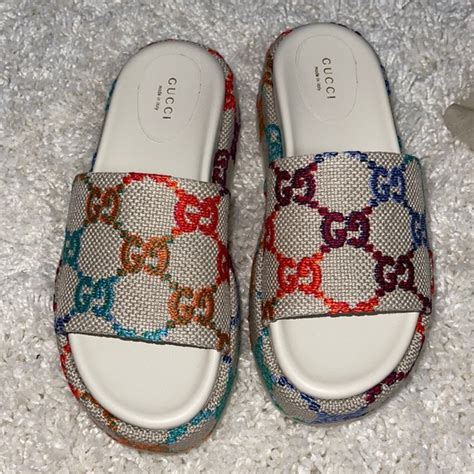 gucci rainbow platform slides|Gucci platform slides poshmark.